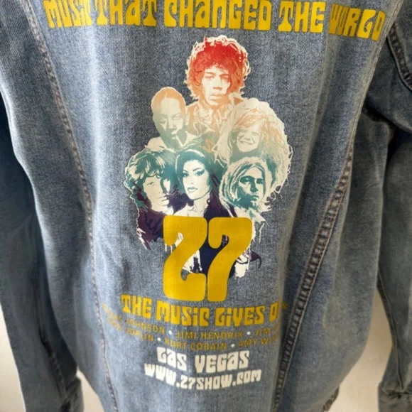 Commemorative Jean Jacket-Hendrix, Morrison, Winehouse, Cobain, Joplin, Johnson - Picture 6 of 9